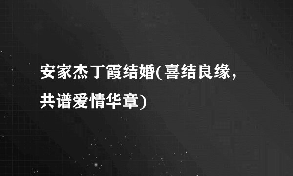 安家杰丁霞结婚(喜结良缘，共谱爱情华章)