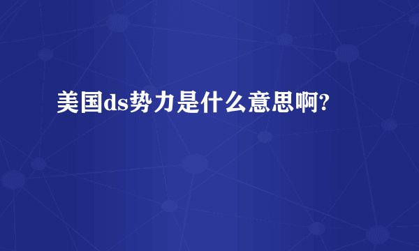 美国ds势力是什么意思啊?