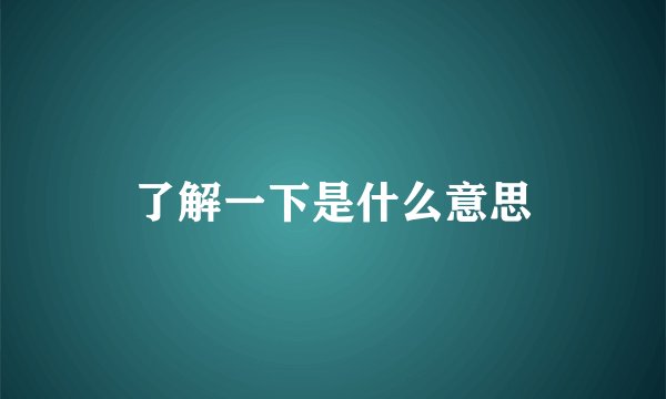 了解一下是什么意思
