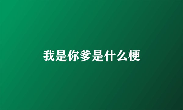 我是你爹是什么梗