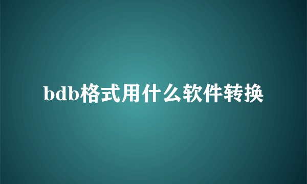 bdb格式用什么软件转换
