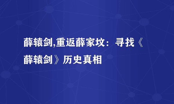 薛辕剑,重返薛家坟：寻找《薛辕剑》历史真相