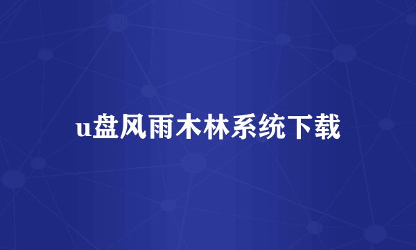 u盘风雨木林系统下载