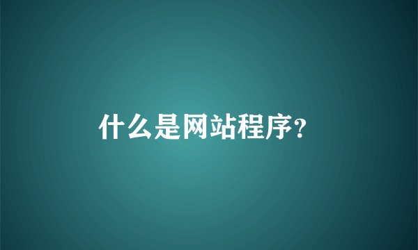 什么是网站程序？