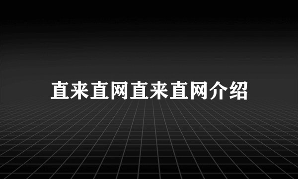 直来直网直来直网介绍