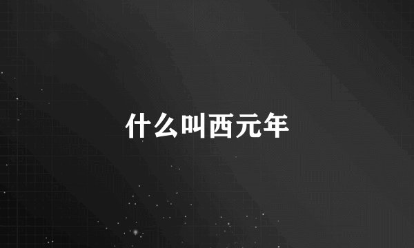 什么叫西元年