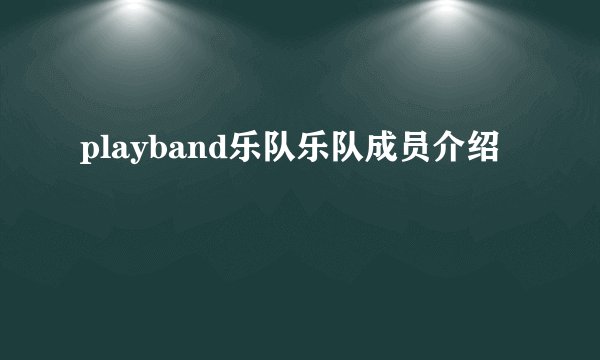 playband乐队乐队成员介绍