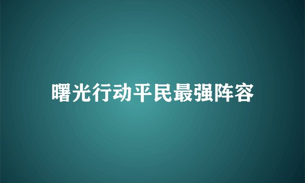 曙光行动平民最强阵容