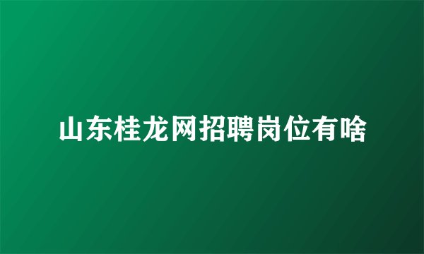 山东桂龙网招聘岗位有啥
