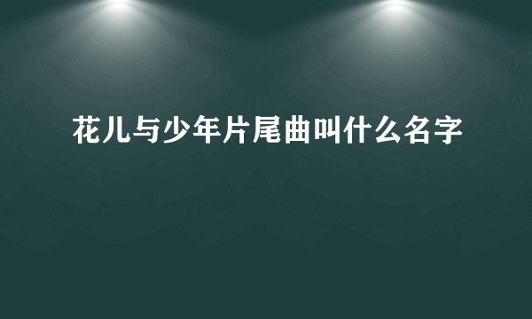 花儿与少年片尾曲叫什么名字