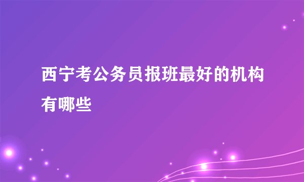 西宁考公务员报班最好的机构有哪些