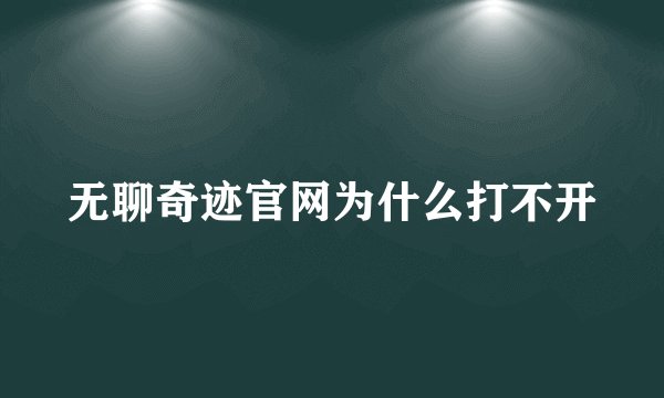 无聊奇迹官网为什么打不开