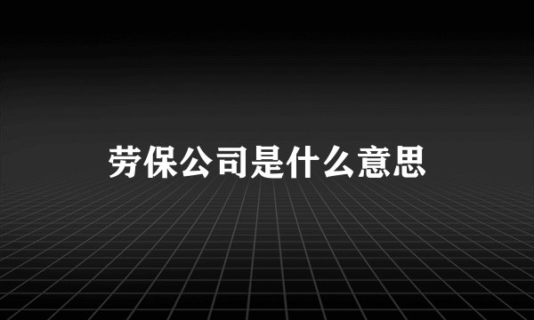 劳保公司是什么意思