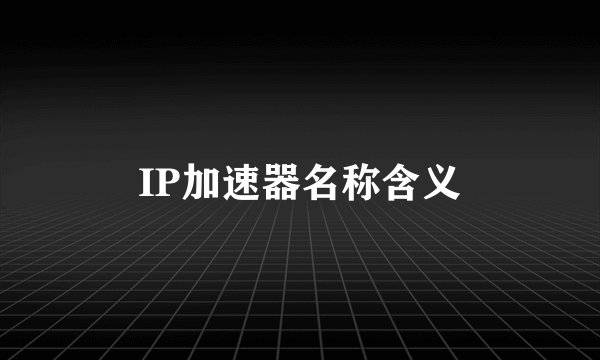 IP加速器名称含义