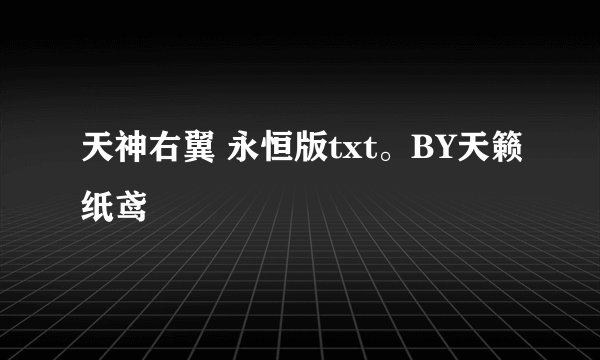 天神右翼 永恒版txt。BY天籁纸鸢