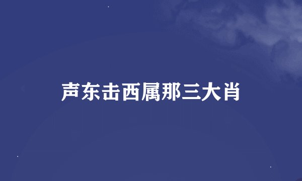 声东击西属那三大肖