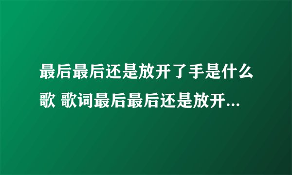 最后最后还是放开了手是什么歌 歌词最后最后还是放开了手出自哪首歌
