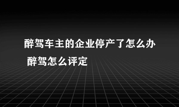 醉驾车主的企业停产了怎么办 醉驾怎么评定