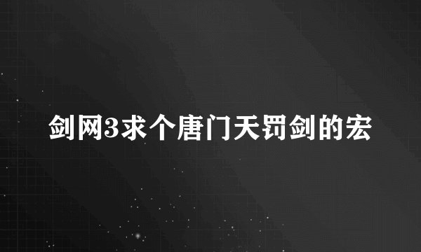 剑网3求个唐门天罚剑的宏