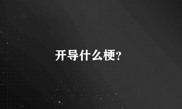 开导什么梗？