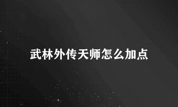武林外传天师怎么加点