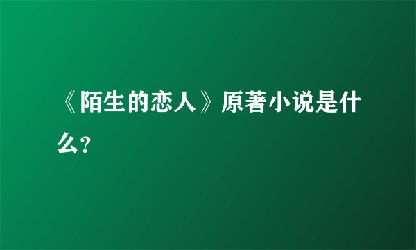 《陌生的恋人》原著小说是什么？