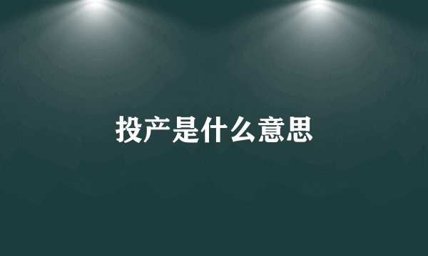 投产是什么意思