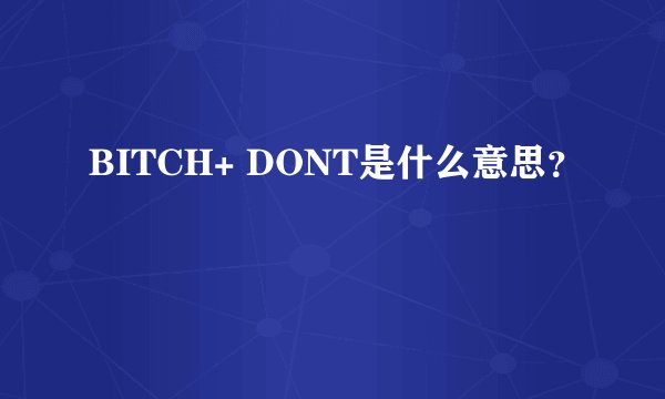BITCH+ DONT是什么意思？