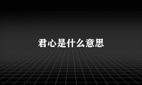 君心是什么意思