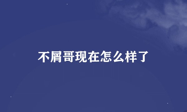 不屑哥现在怎么样了