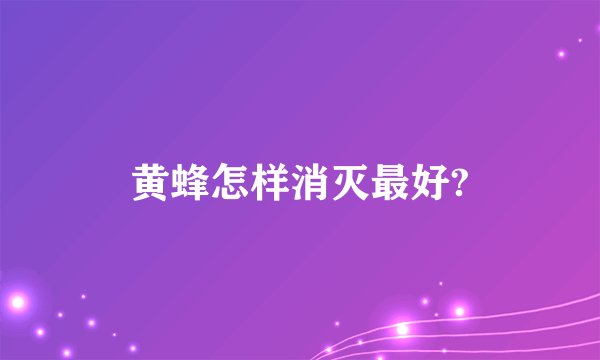 黄蜂怎样消灭最好?