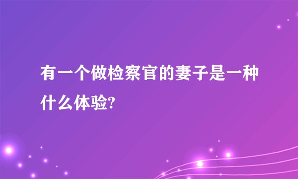 有一个做检察官的妻子是一种什么体验?