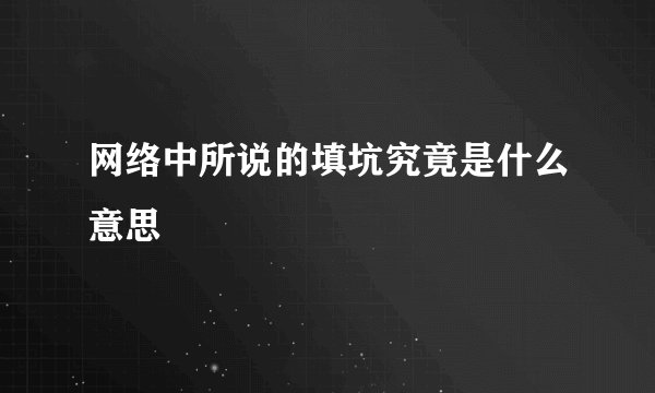 网络中所说的填坑究竟是什么意思