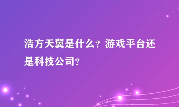 浩方天翼是什么?游戏平台还是科技公司?