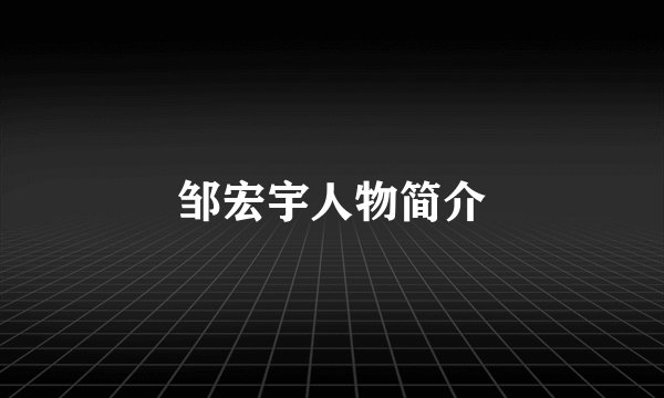 邹宏宇人物简介
