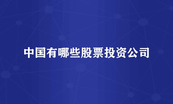 中国有哪些股票投资公司