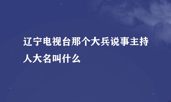 辽宁电视台那个大兵说事主持人大名叫什么