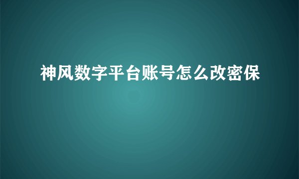 神风数字平台账号怎么改密保