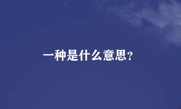 一种是什么意思？