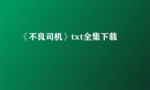 《不良司机》txt全集下载