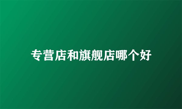 专营店和旗舰店哪个好