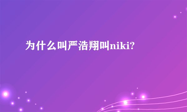 为什么叫严浩翔叫niki?