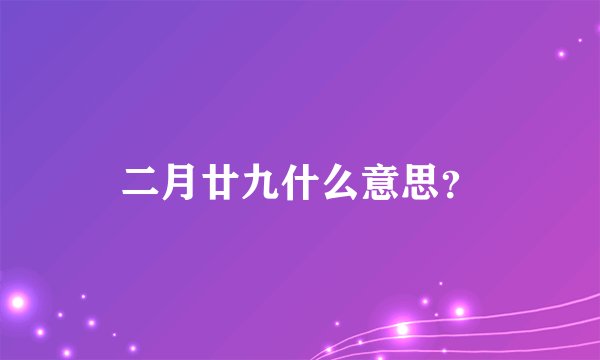 二月廿九什么意思？