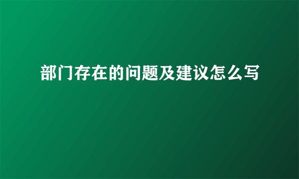 部门存在的问题及建议怎么写