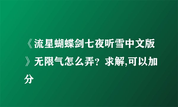 《流星蝴蝶剑七夜听雪中文版》无限气怎么弄？求解,可以加分