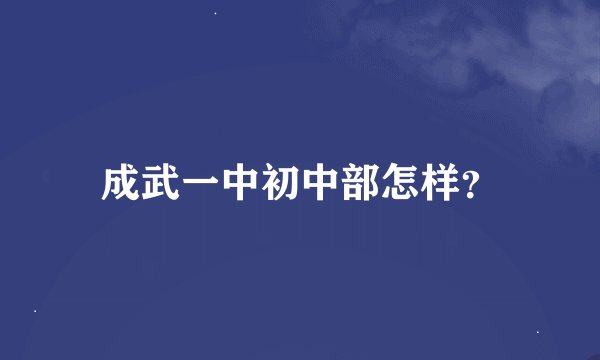 成武一中初中部怎样？
