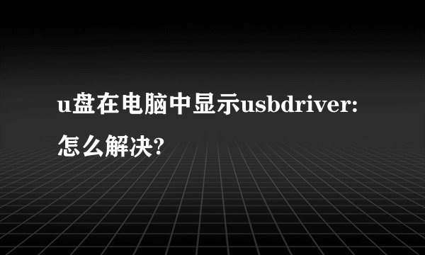 u盘在电脑中显示usbdriver:怎么解决?