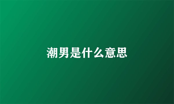 潮男是什么意思