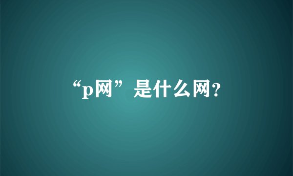“p网”是什么网？