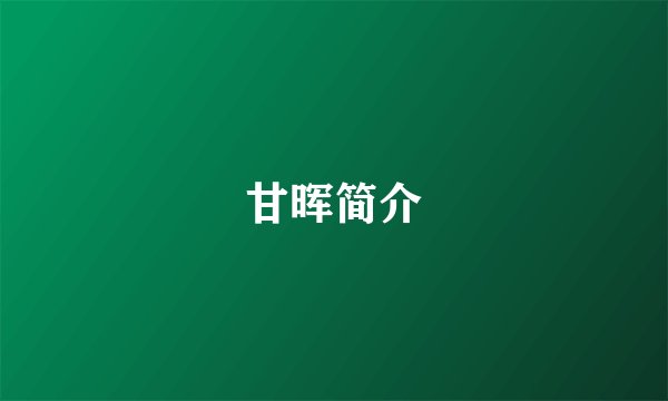 甘晖简介